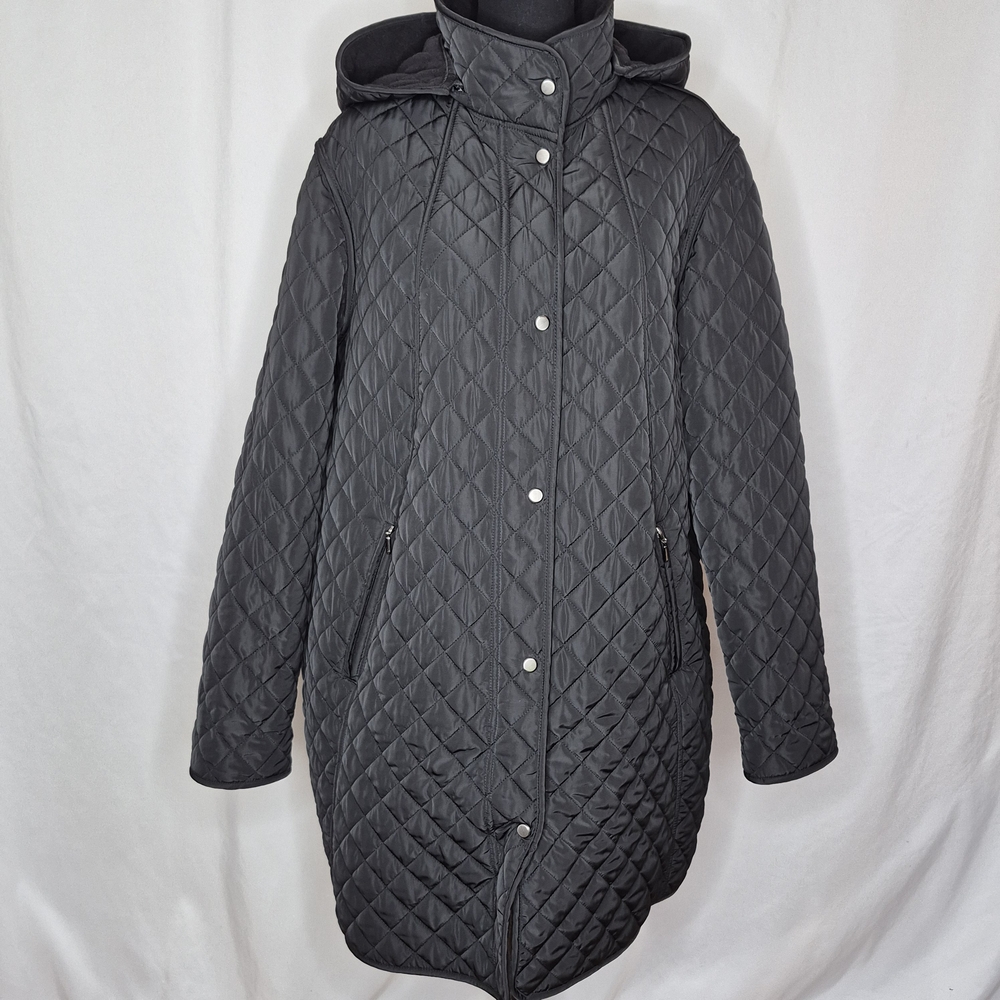 Coldwater Creek Quilted Hooded Coat in Black - Picture 2 of 16